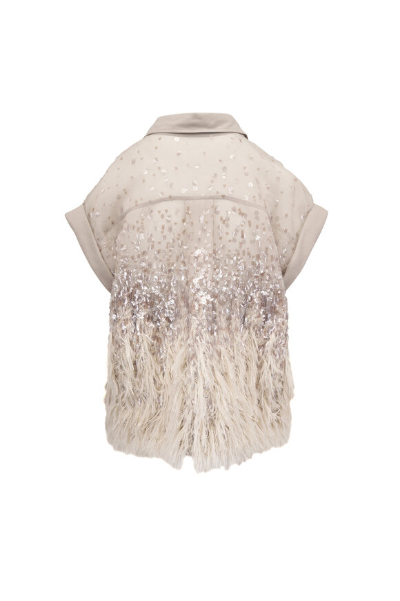 Brunello Cucinelli Crispy Silk Chiffon Fil Coupé Dégradé Blouse - view 3