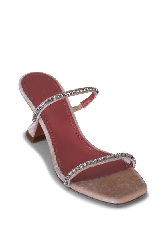 Amina Muaddi - Gilda Velvet Crystal Strap Sandal, 70mm