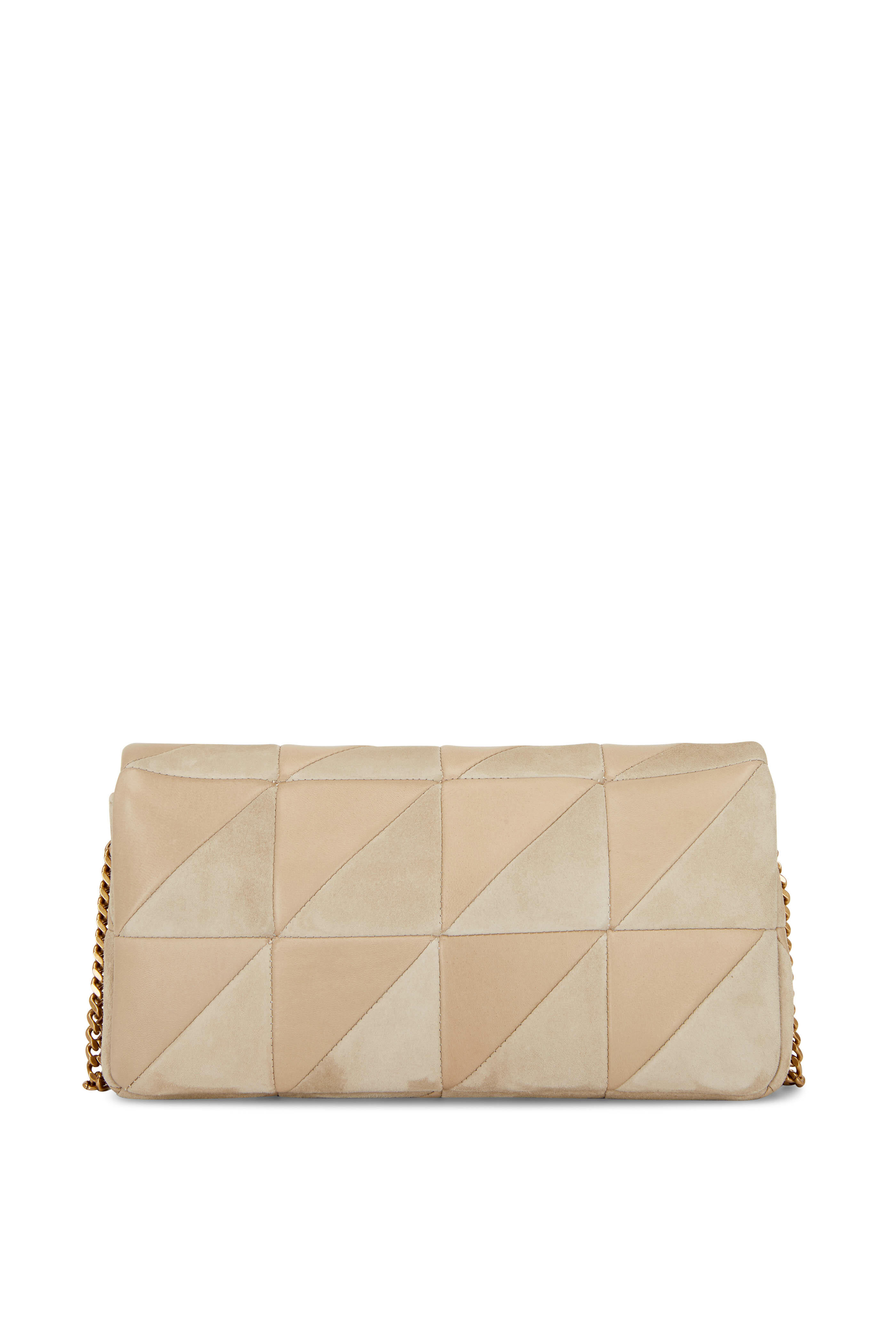 Saint Laurent - Jamie Sea Salt Leather & Suede Diamond Quilted Bag