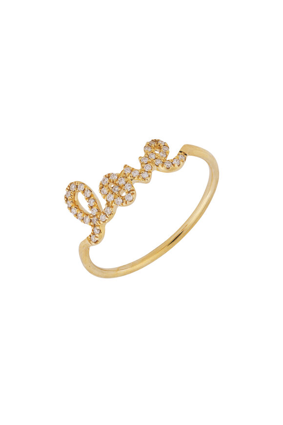 Sydney Evan 14k Yellow Gold Love Diamond Script Ring