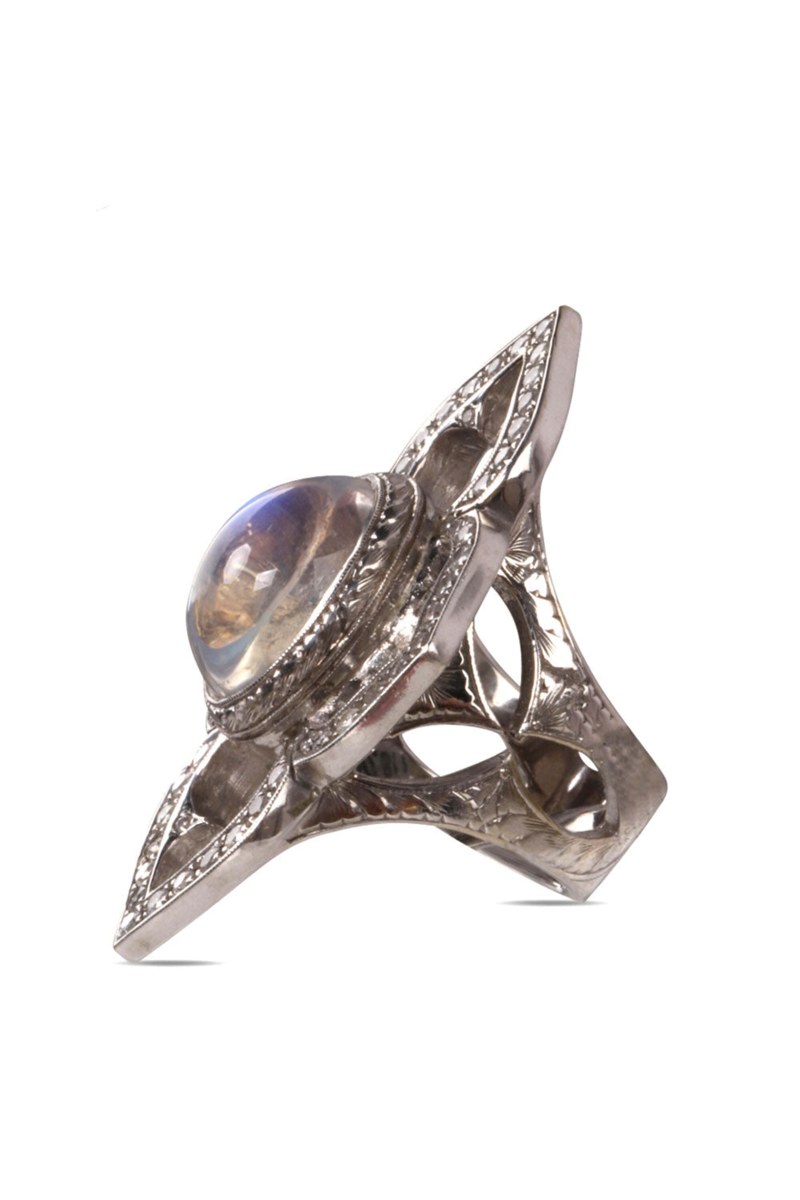 Loree Rodkin - Small Diamond and Moonstone Flower Ring