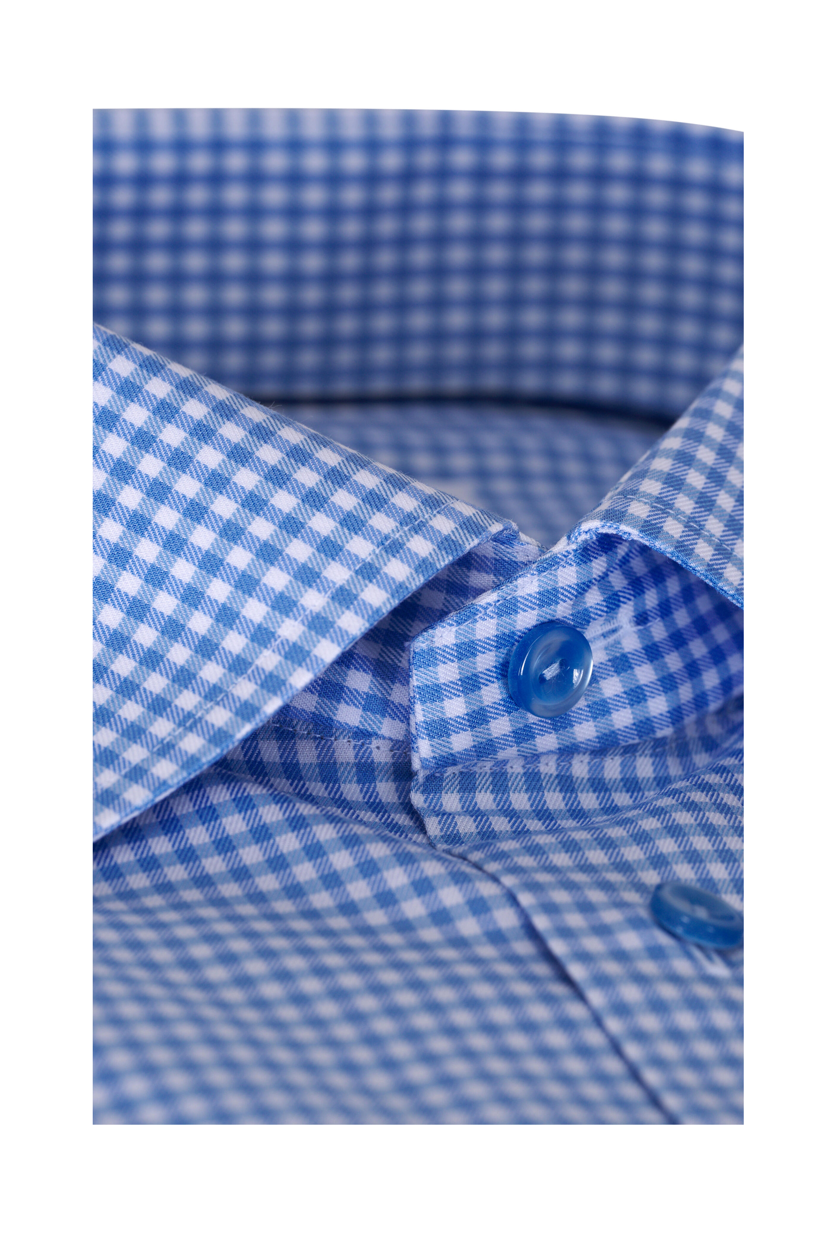 Eton - Light Blue Gingham Plaid Cotton Dress Shirt