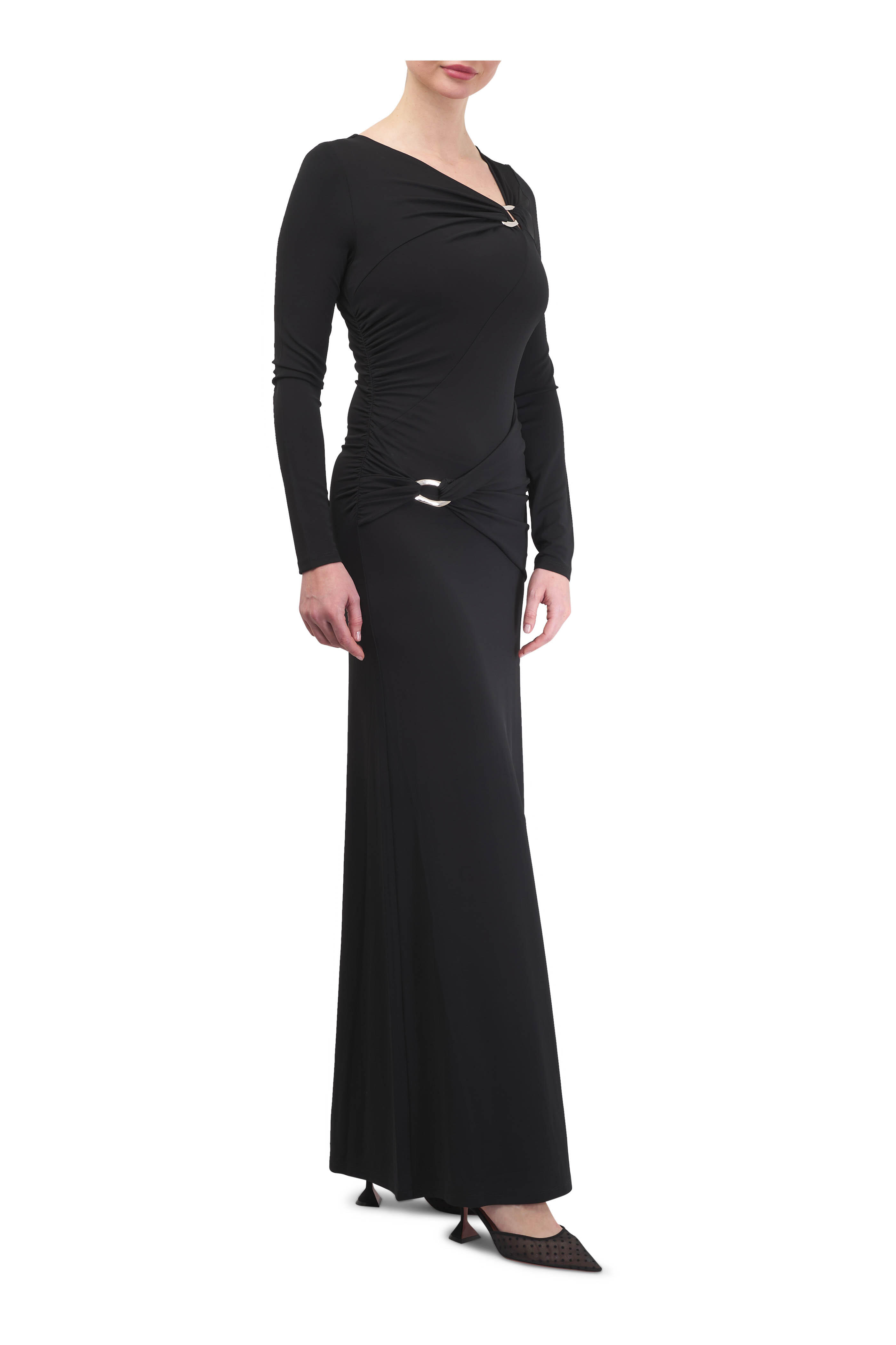 Veronica Beard - Viela Black Jersey O-Ring Maxi Dress
