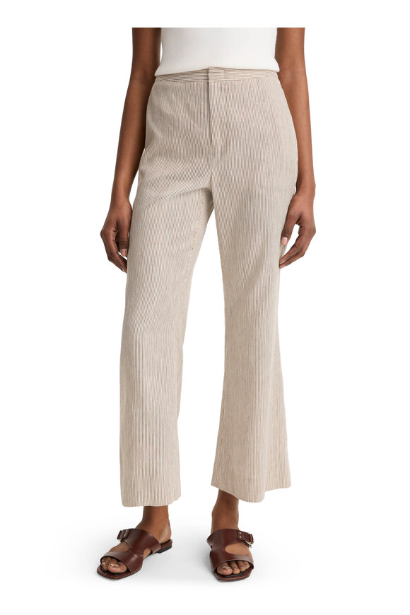 Vince Taupe Wood Ticking Stripe Crop Flare Pant - view 2