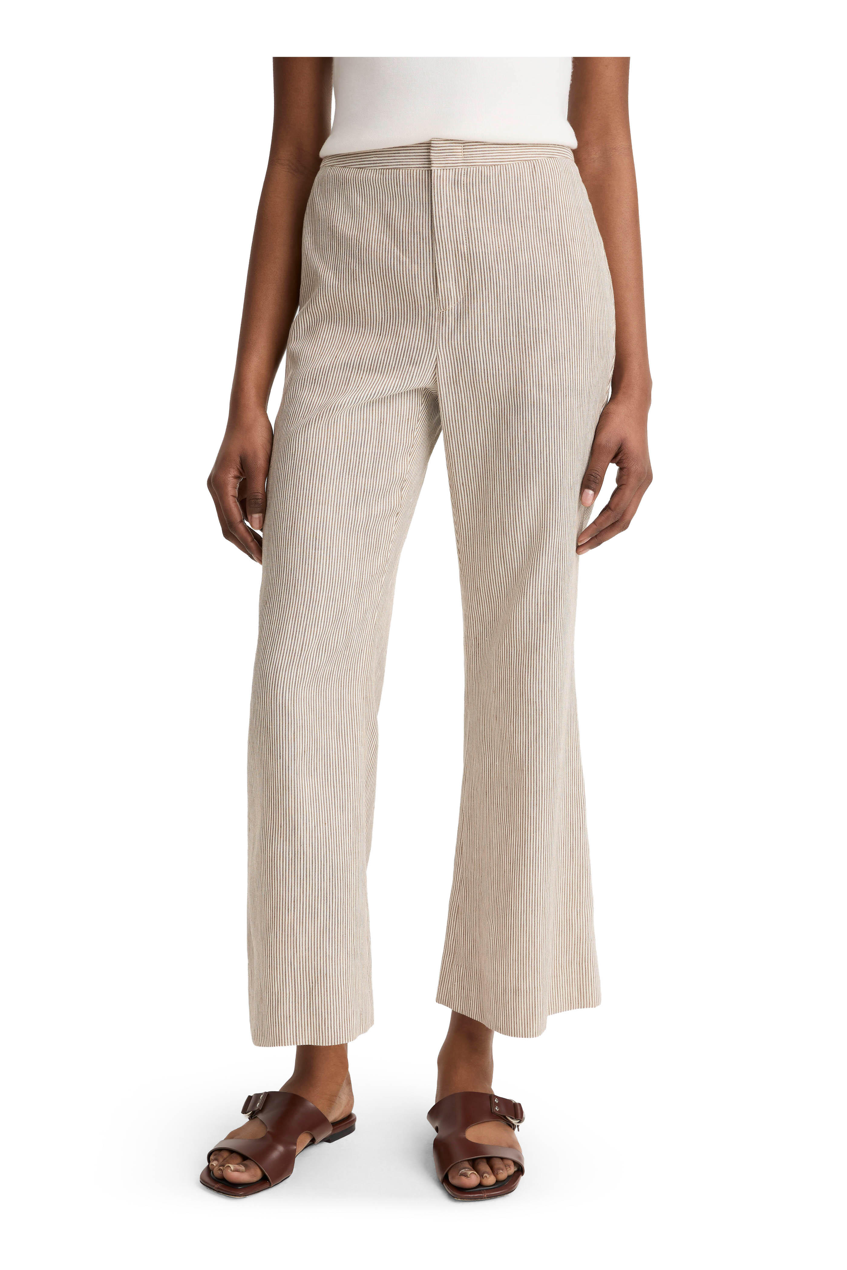 Vince - Taupe Wood Ticking Stripe Crop Flare Pant - view 2