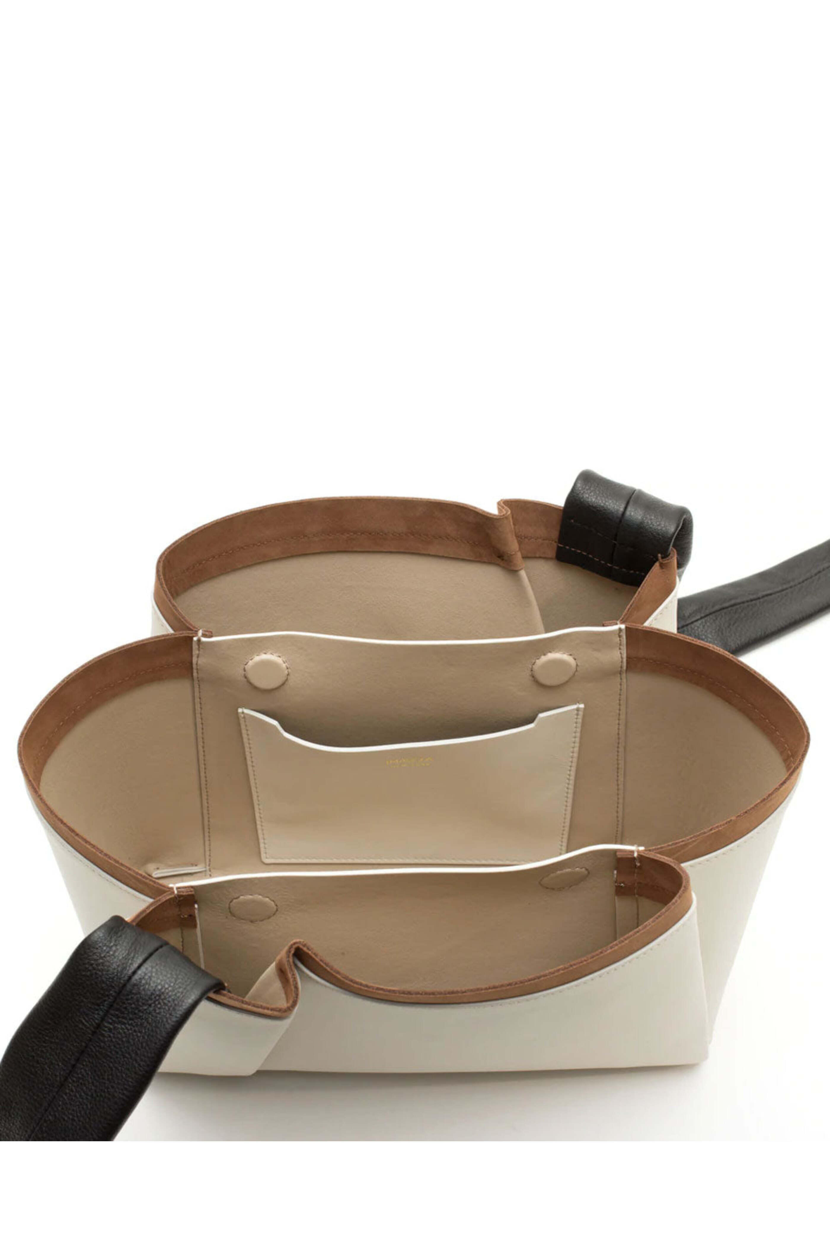 Imago-A - Medium Gio Handbag in Stone and Noir