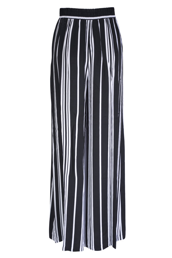 L'Agence - Lillian Black & White Wide Leg Stripe Pant 