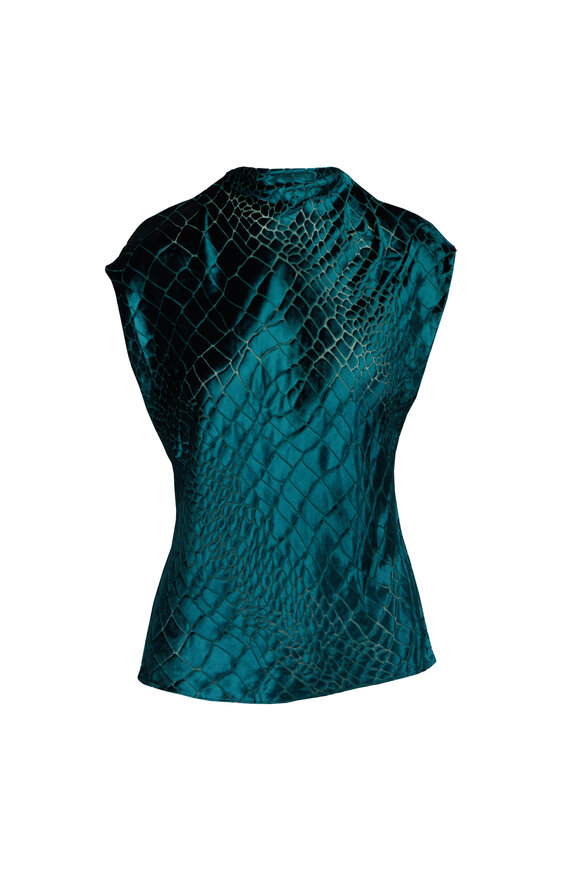 The Sei Forest Green Printed High Neck Blouse - view 1