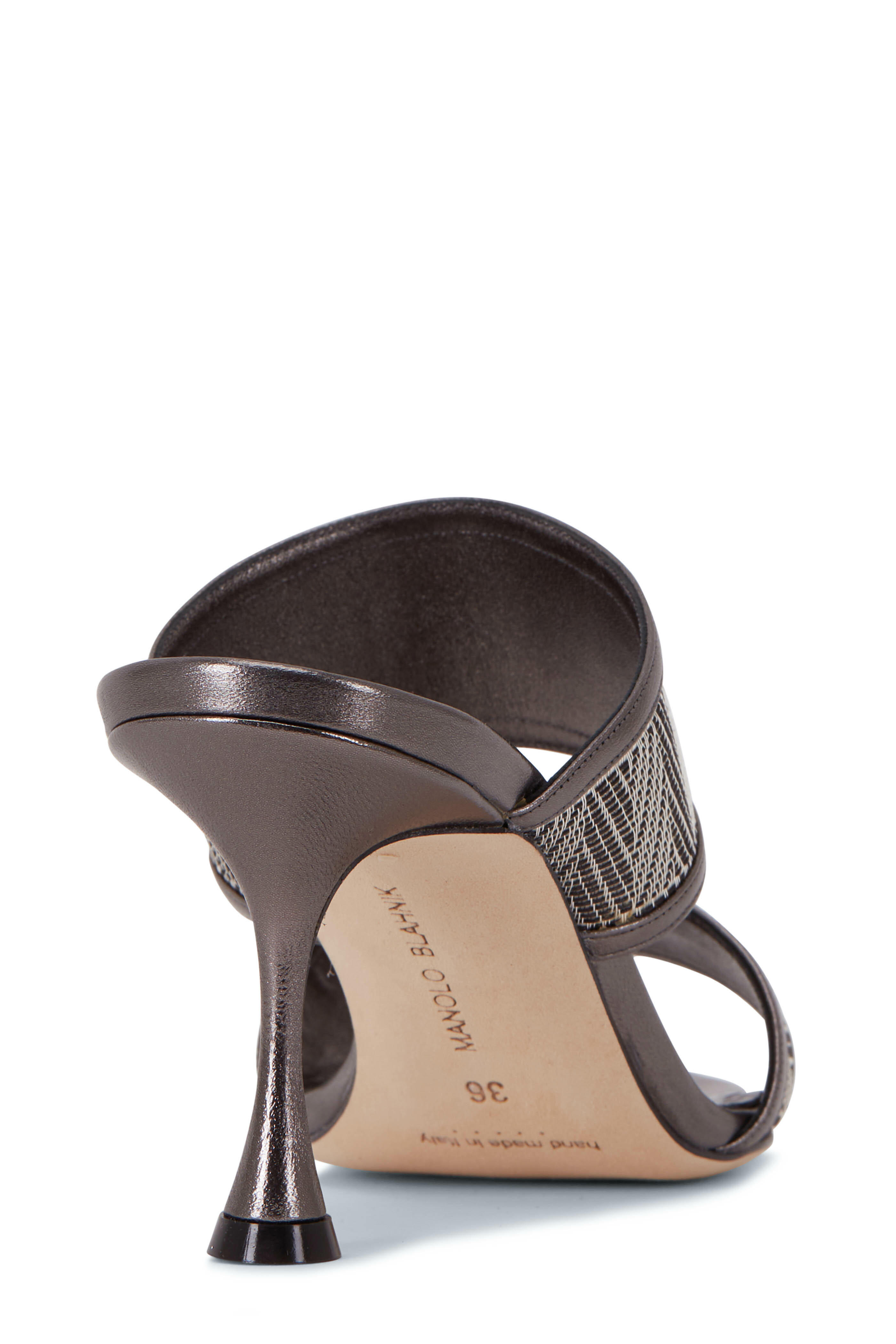 Manolo Blahnik - Bezant Anthracite 2 Band Mule, 70mm