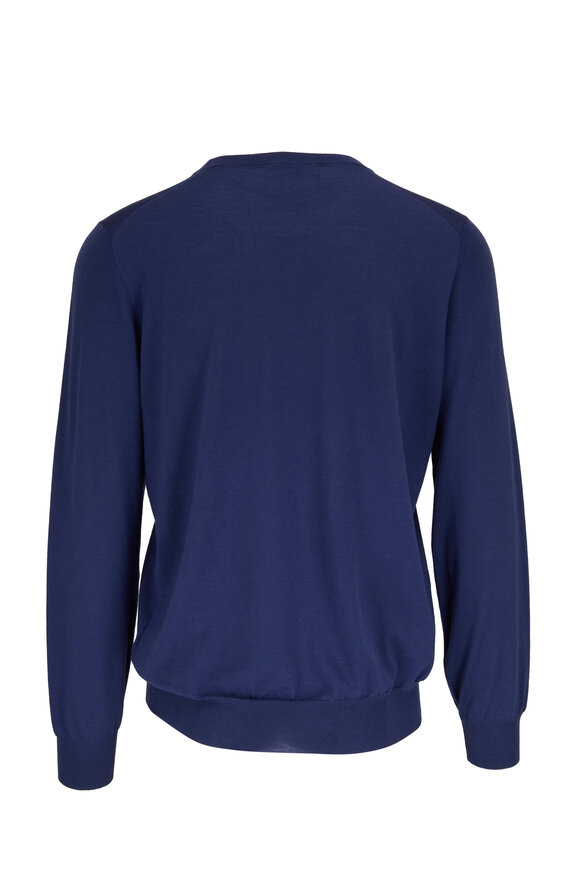 Brunello Cucinelli - Dark Blue Wool & Cashmere Crewneck Sweater