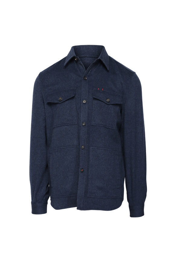 Isaia Navy Blue Cashmere Overshirt