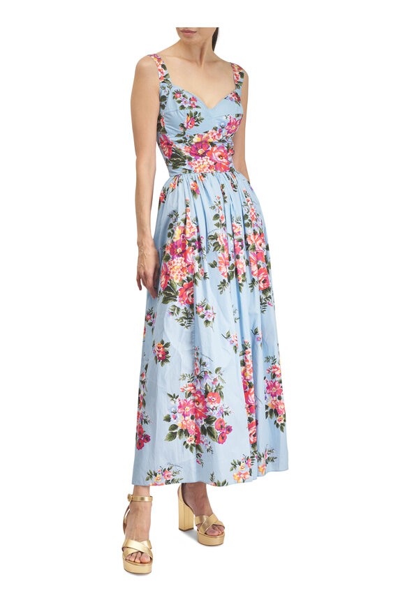 Dolce & Gabbana Light Blue Multi Flower Bouquet Print Dress - view 2