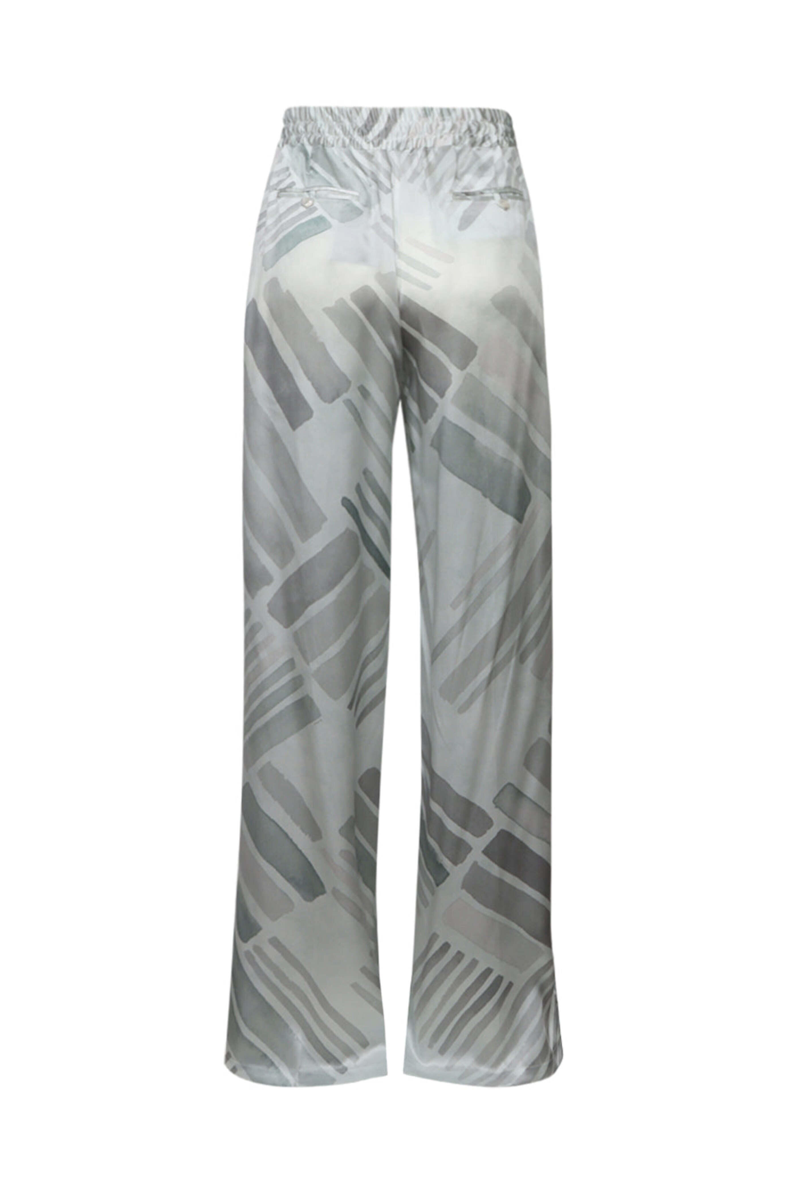 Kiton - Gray & Azure Geometric Straight Leg Pant