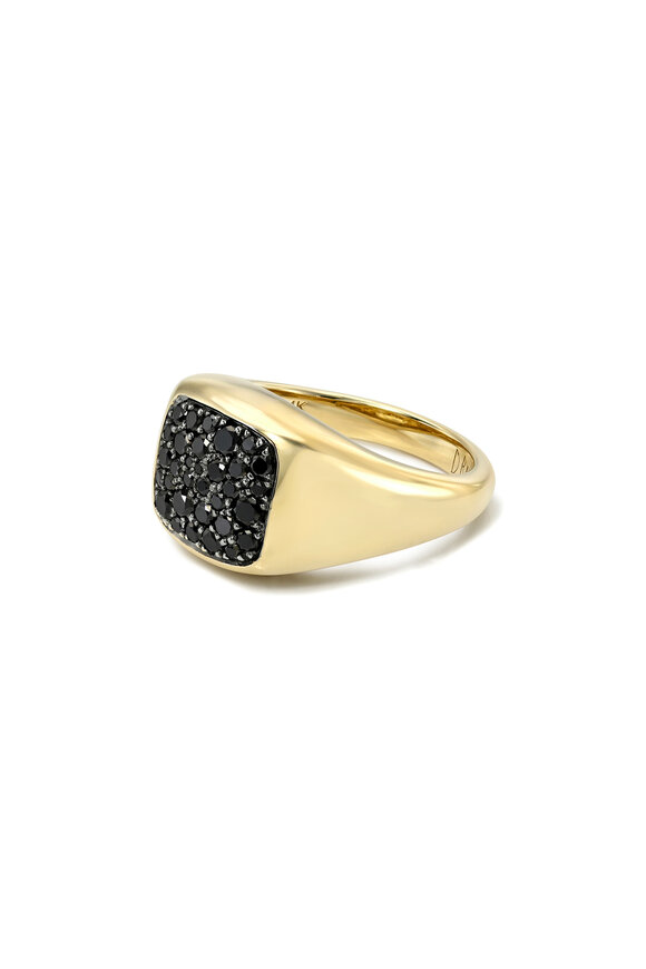 Dru 14k Yellow Gold Black Diamond Don Pinky Ring - view 2