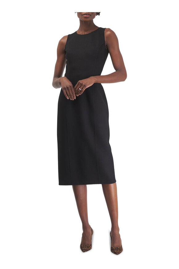 Michael Kors Collection Black Double-Faced Crepe Sheath Dress - view 2