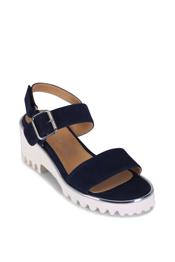 Ron White Elaria Navy Cashmere Suede Lug Sandal, 55mm