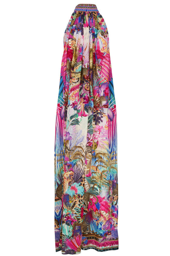 Camilla - Merry Go Round High Tie Neck Sleeveless Maxi Dress