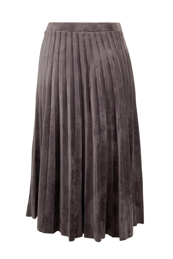D.Exterior - Gray Velour Plissé Skirt