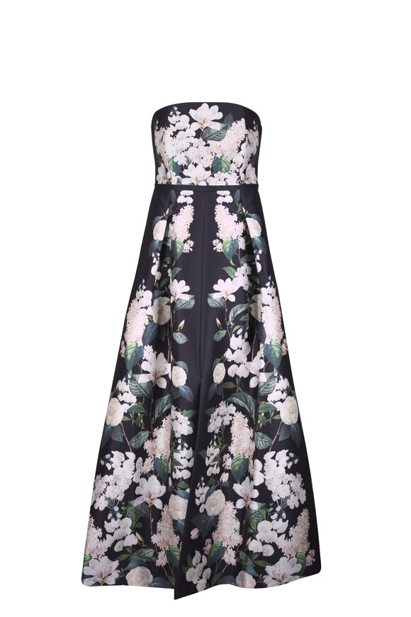 Sachin Babi Gillian Ink & Ivory Blooms Strapless Gown - view 1