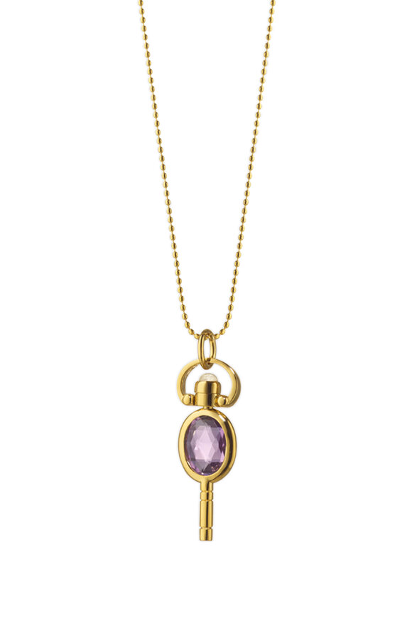 Monica Rich Kosann - Gold Amethyst Moonstone Pocketwatch Key Necklace