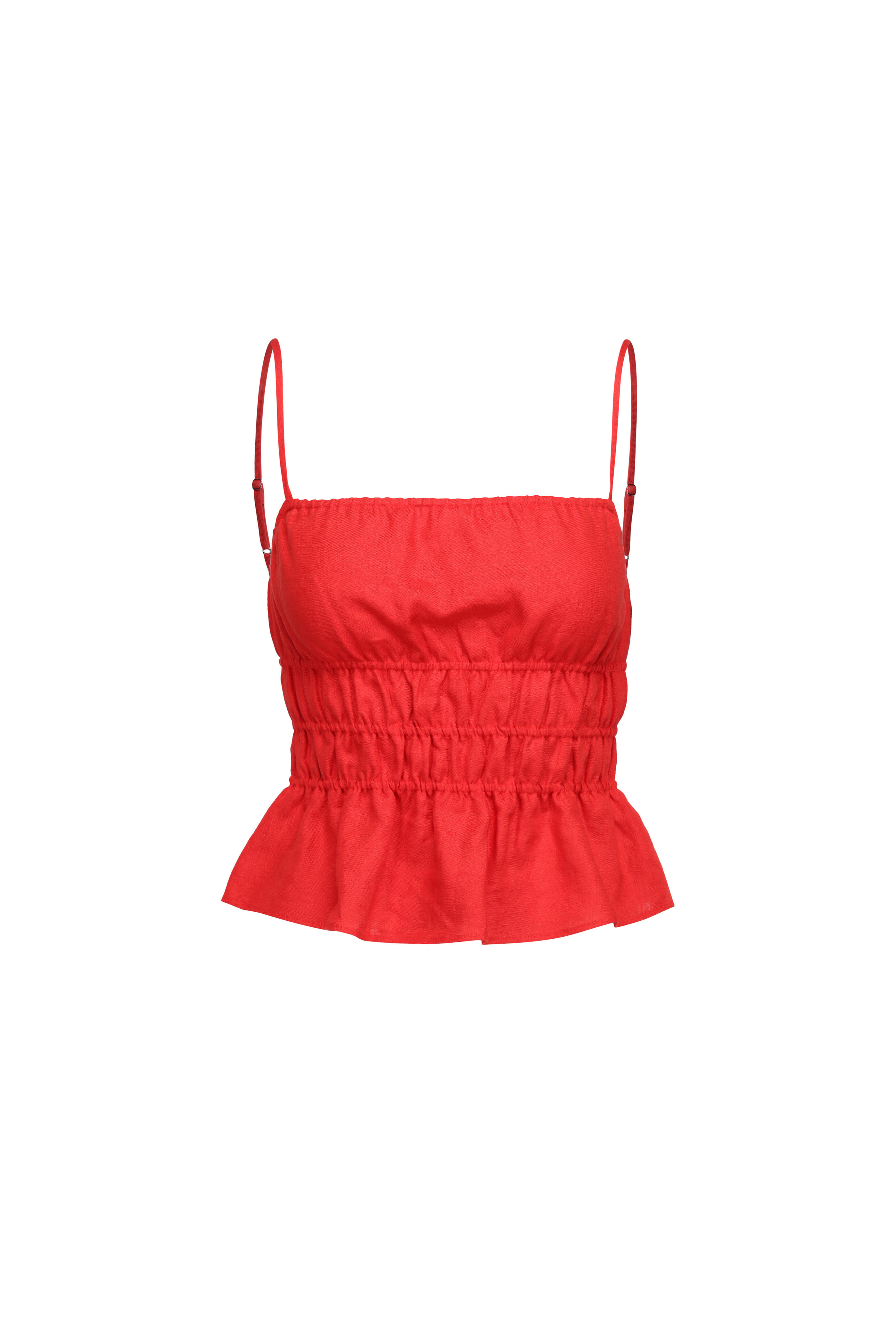 Staud - Ayla Tomato Linen Tank