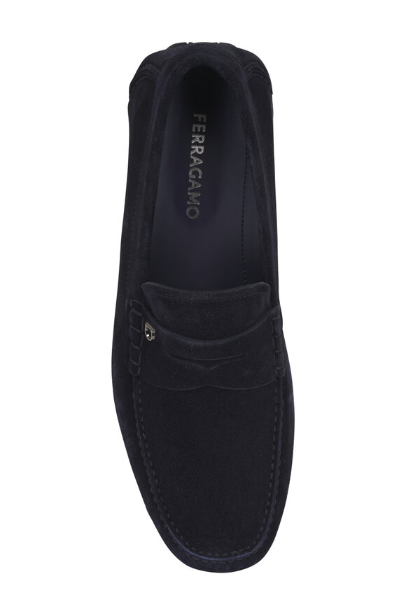 Ferragamo Timothy Navy Blue Suede Driver - view 4