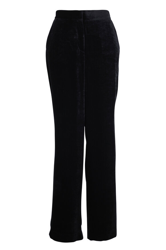 Lela Rose Molly Black Crushed Velvet Pant - view 1