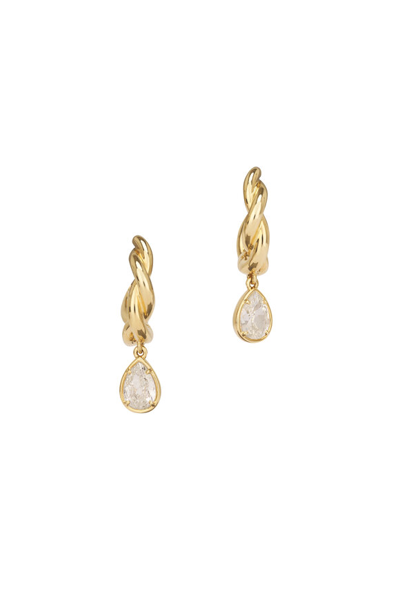 Sutra 18k Yellow Gold Pointer Diamond Earrings - view 1
