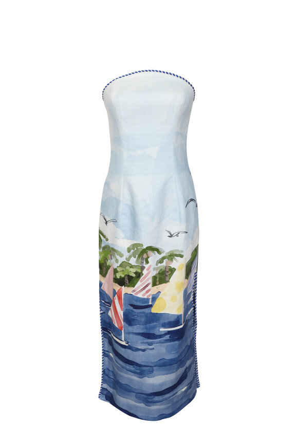 Leo Lin Ava Nautical Print Bustier Maxi Dress