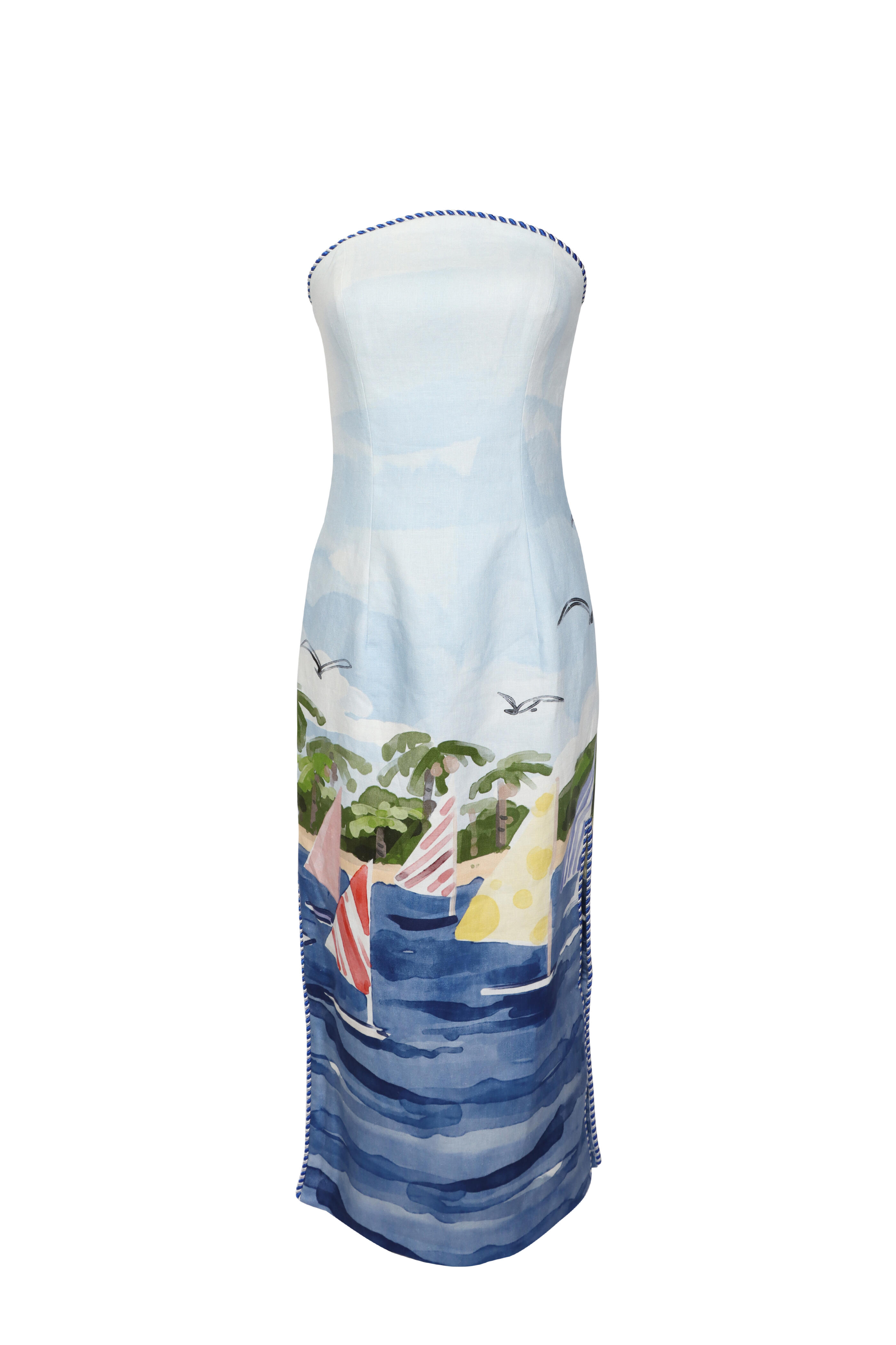 Leo Lin - Ava Nautical Print Bustier Maxi Dress
