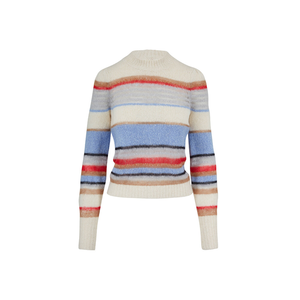 Veronica Beard Meredith Multi Striped Crewneck Sweater
