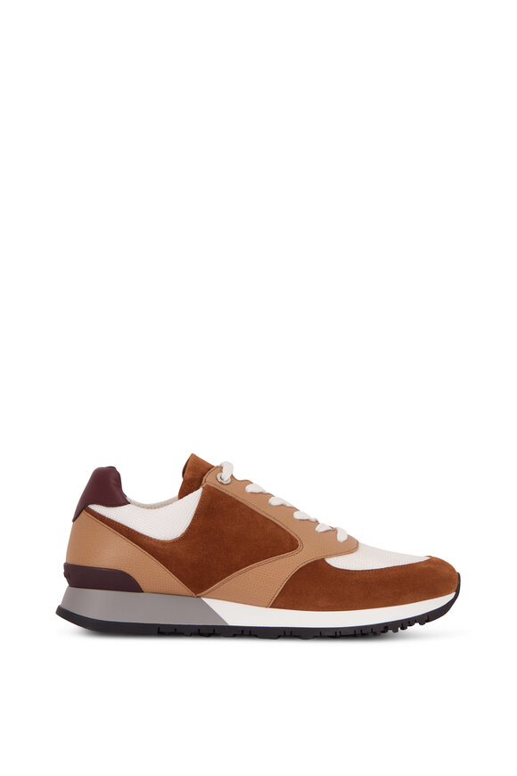 John Lobb - Foundry Tan Suede, Leather & Mesh Trainer