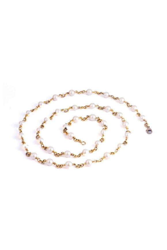 Sylva & Cie Pink Pearl Link Necklace - view 1