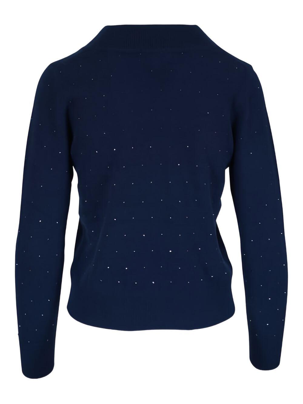 Kinross - Navy Crystal Cashmere V-Neck Sweater