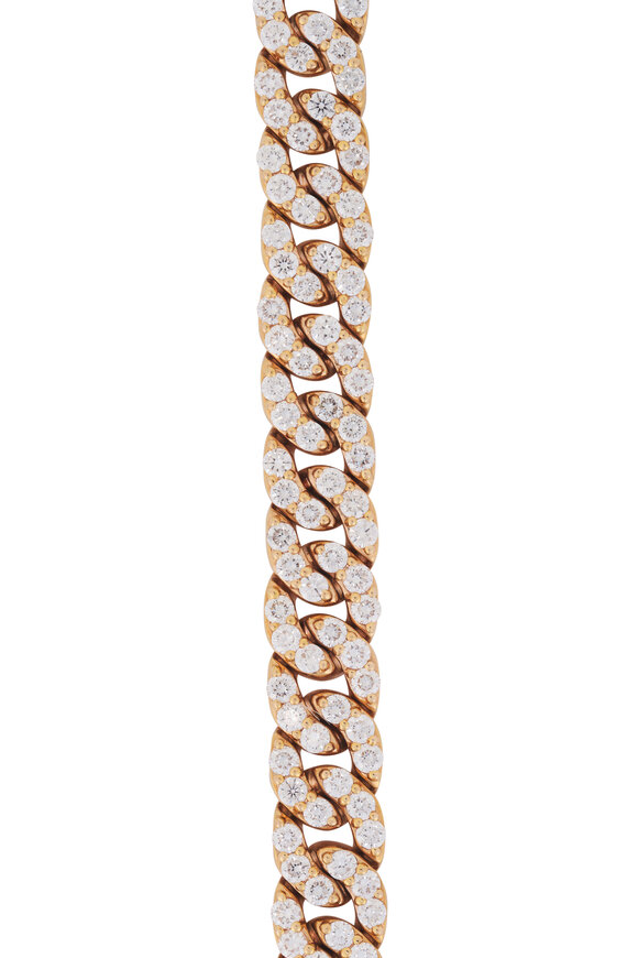 Kai Linz 18k Rose Gold Diamond Flat Cuban Chain Bracelet - view 2