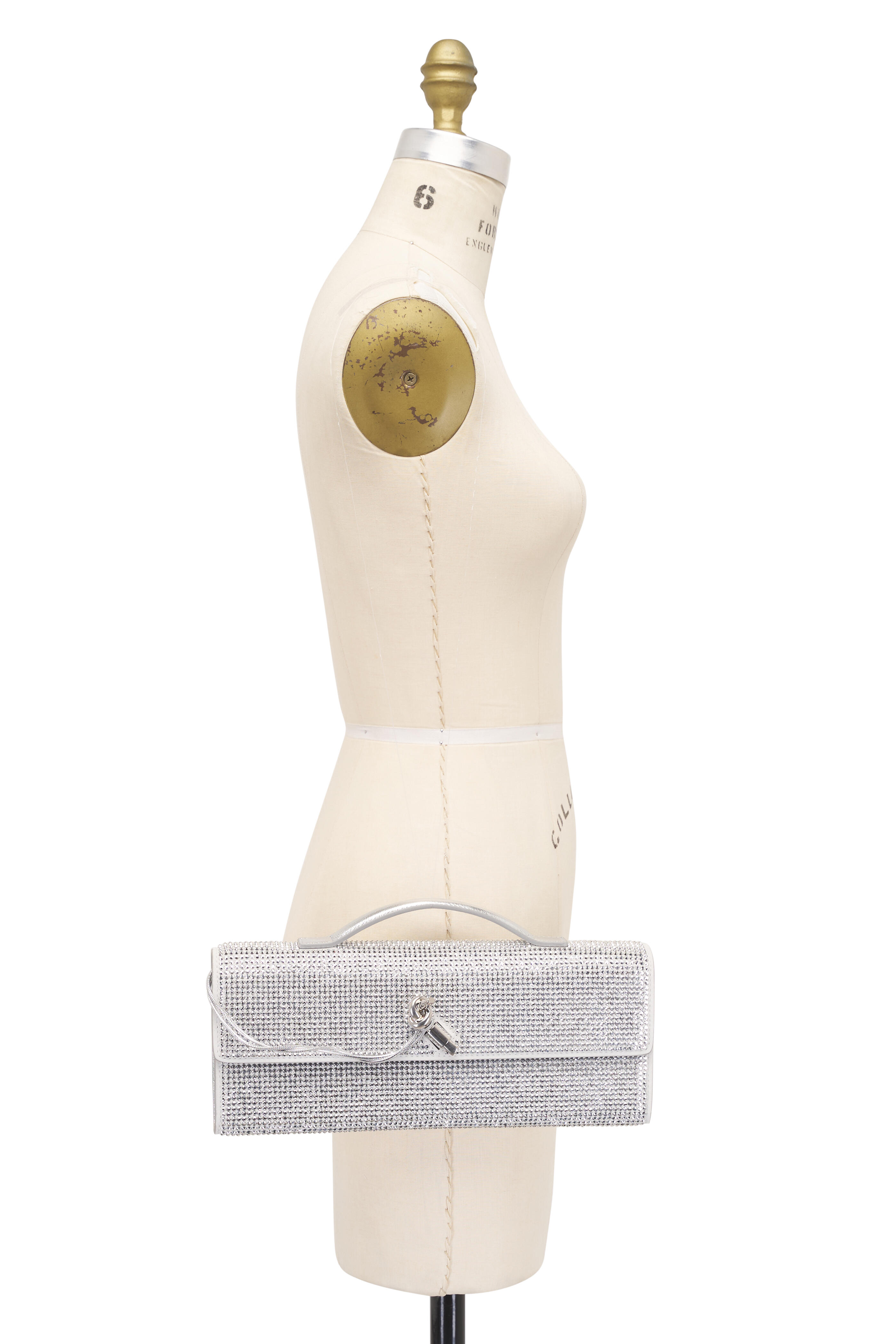 Bottega Veneta - Andiamo White Moonlight & Silver Crystal Clutch