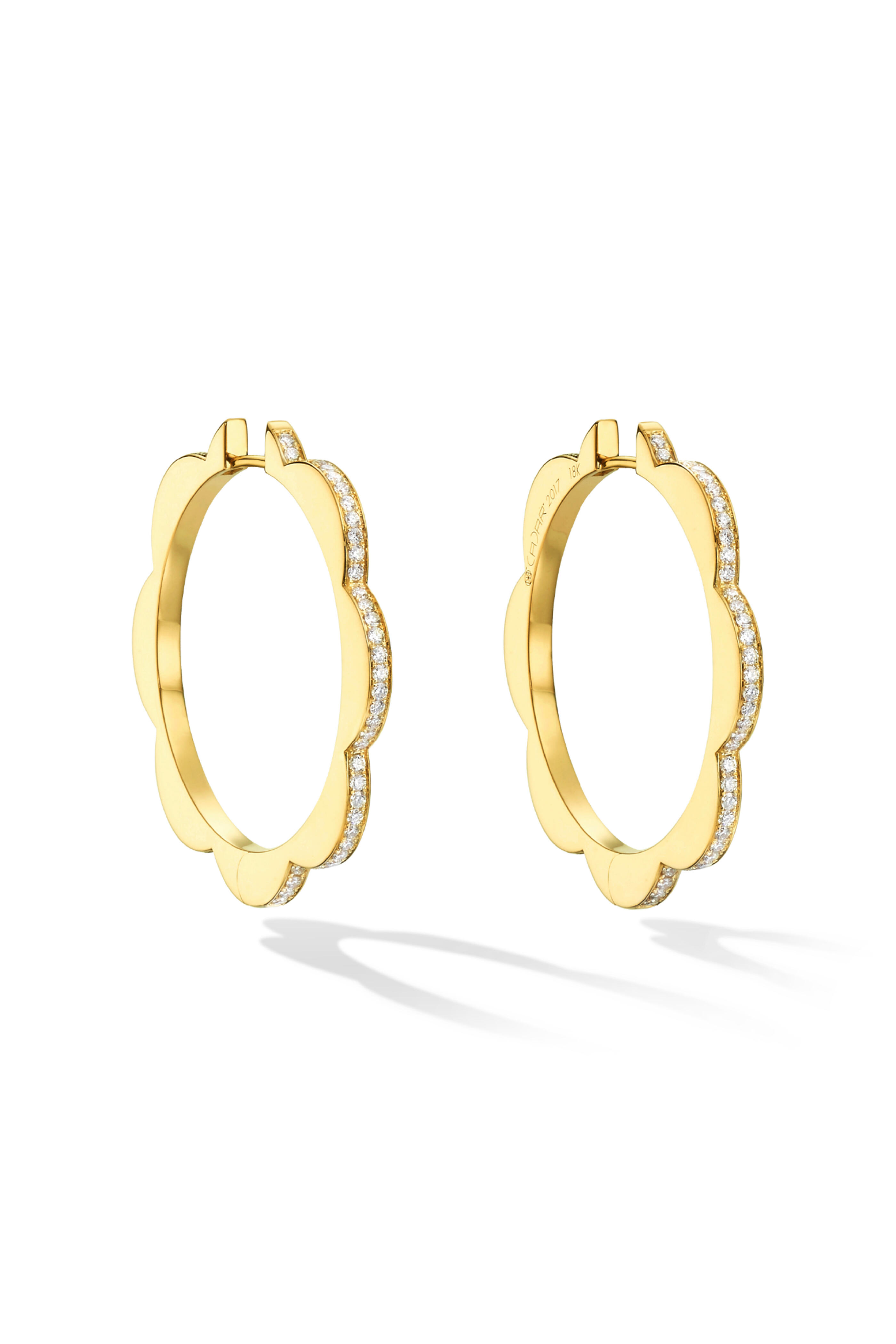 Cadar - 18k Yellow Gold Large Bloom Hoop Earrings