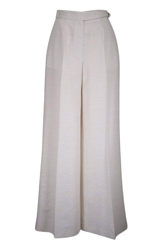 Kiton Cream Lurex Sheen Wide Leg Pant