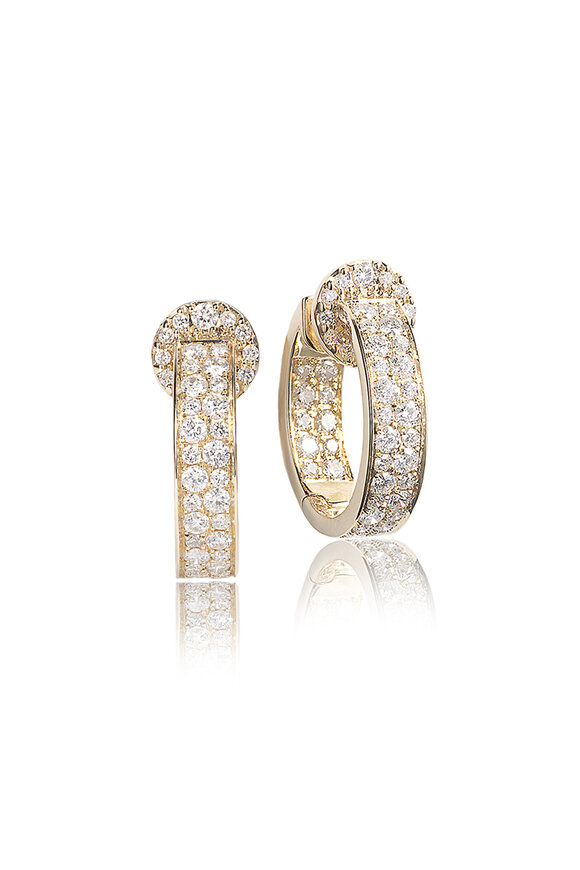 Nam Cho 18k Yellow Gold Modern Diamond Hoops