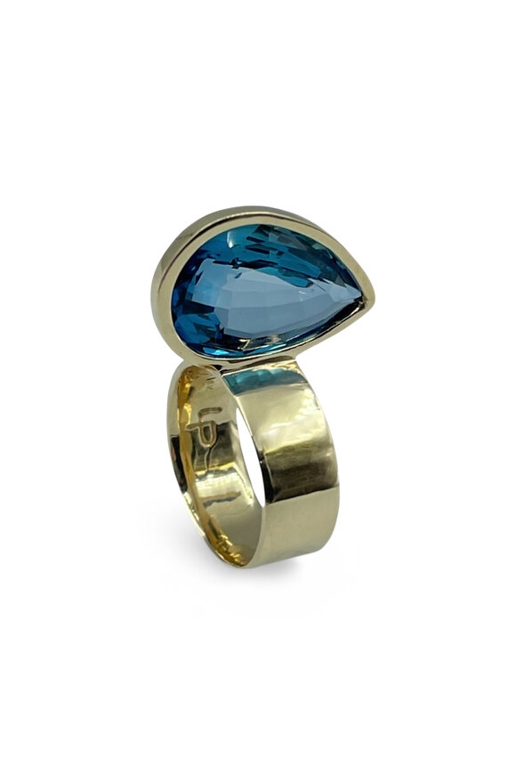 Leslie Paige 14k Yellow Gold London Blue Topaz Ring