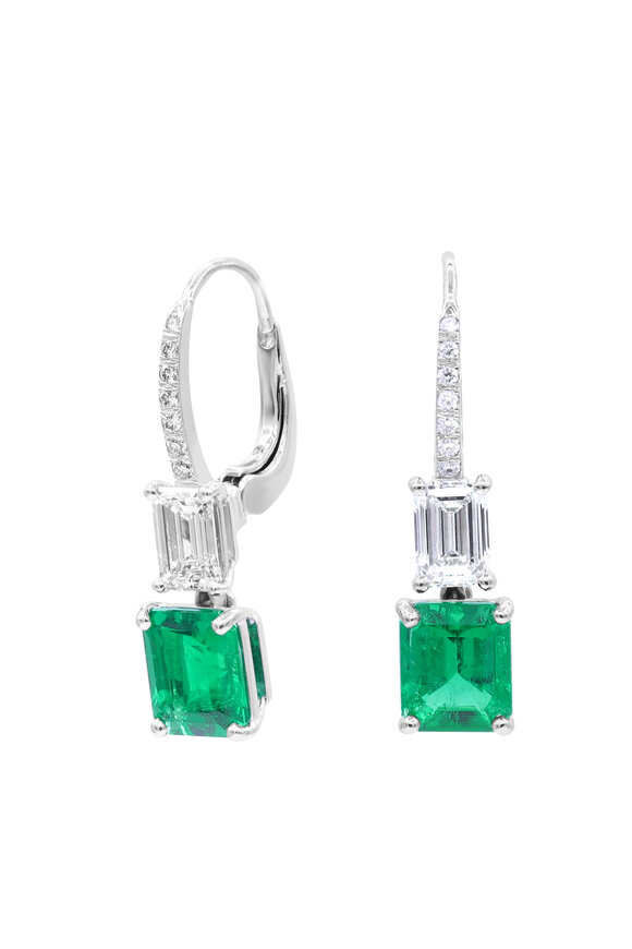 Oscar Heyman Platinum Emerald Drop Earrings