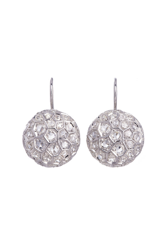 Sidney Garber 18k White Gold Diamond Honeycomb Earrings