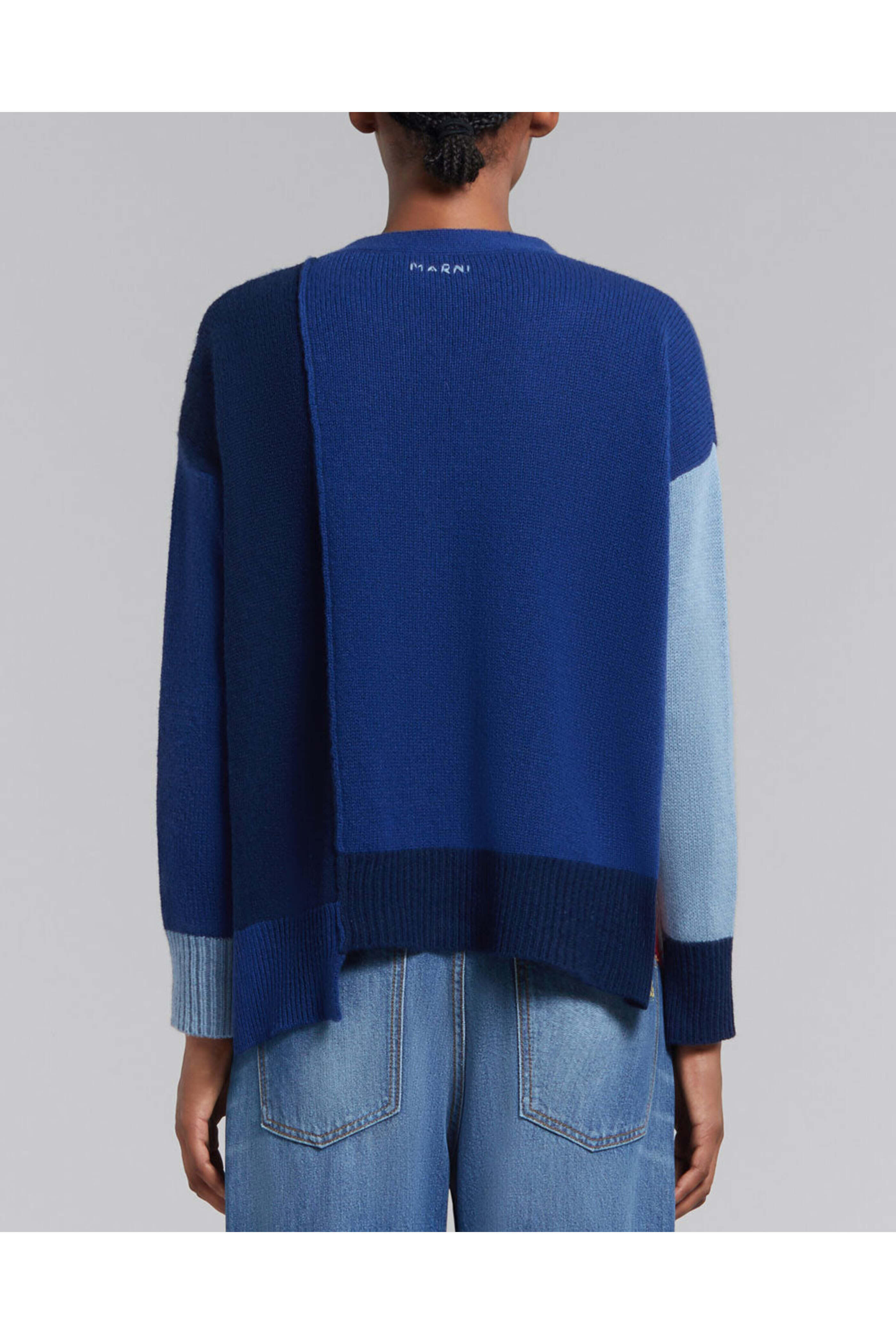 Marni - Ocean Colorblock Cashmere Asymmetrical Cardigan - view 3