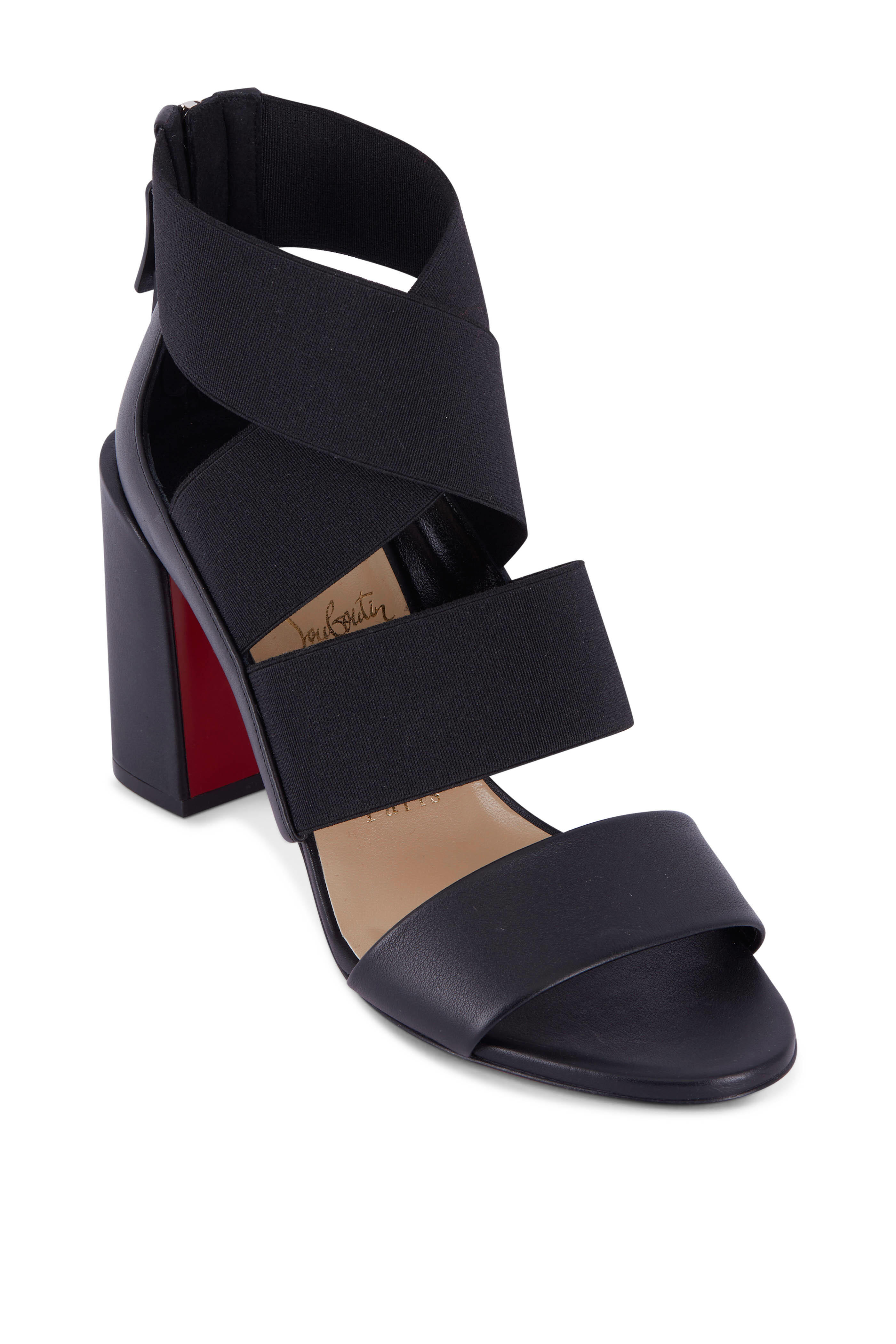 Christian Louboutin Louboutin slides in black leather with spikes