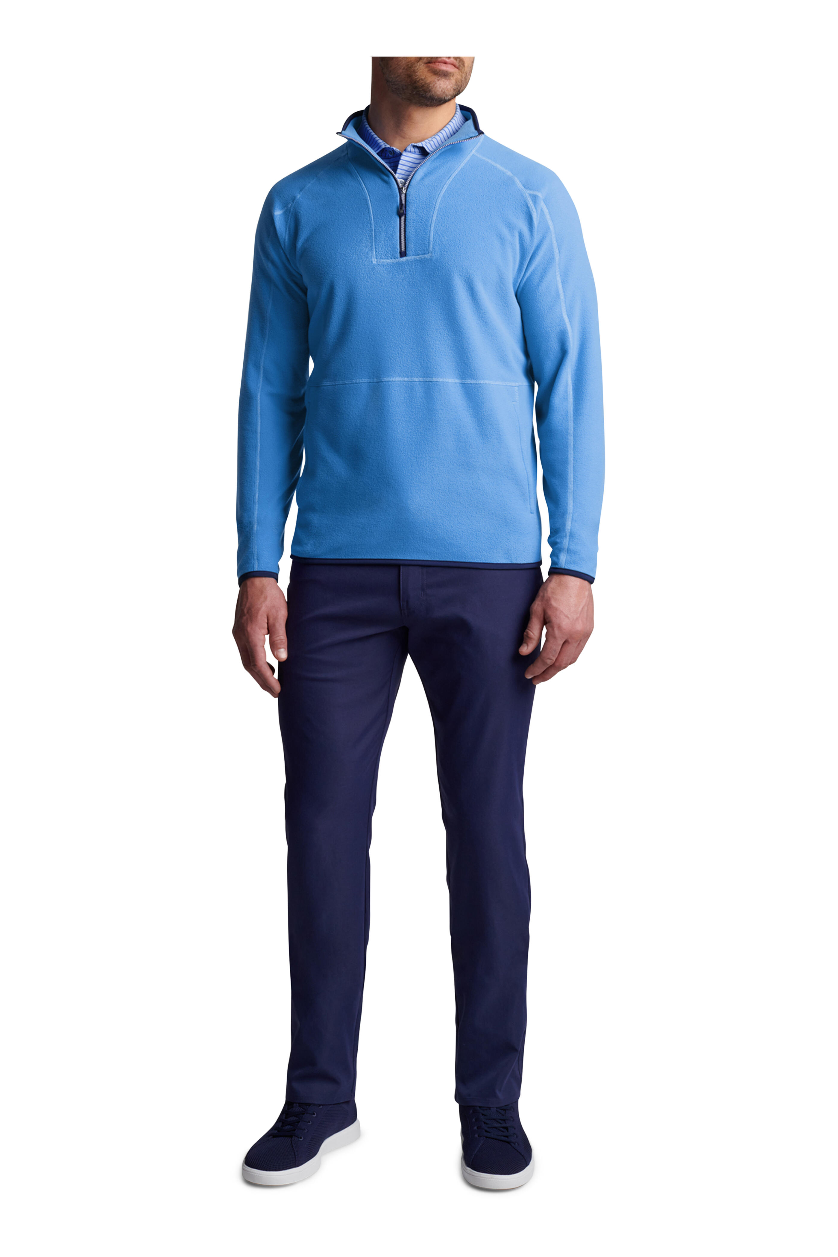 Custom Peter Millar Men's Crown Sweater Fleece Quarter-Zip Navy