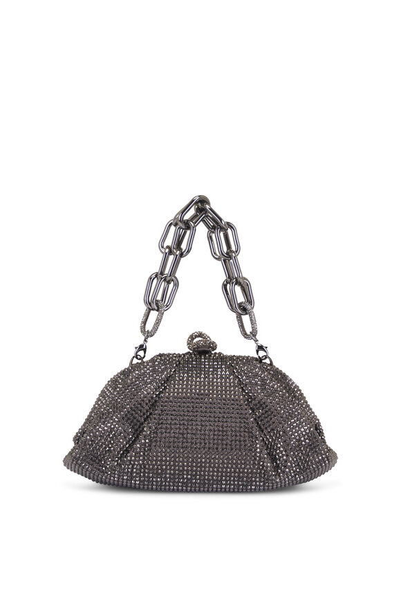 Judith Leiber Couture Gemma Dark Gray Crystal Chain Top Handle Bag - view 3