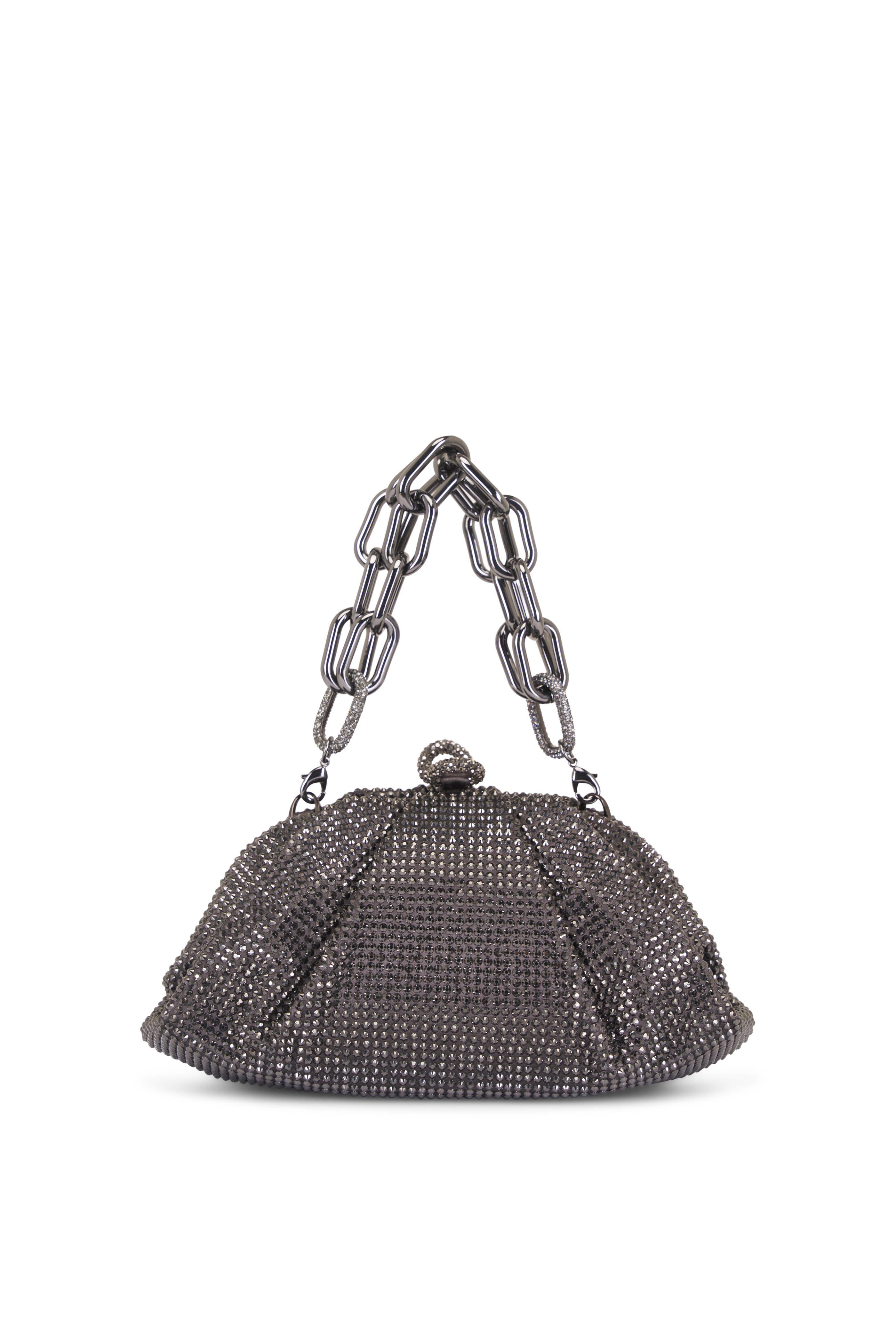 Judith Leiber Couture - Gemma Dark Gray Crystal Chain Top Handle Bag - view 5