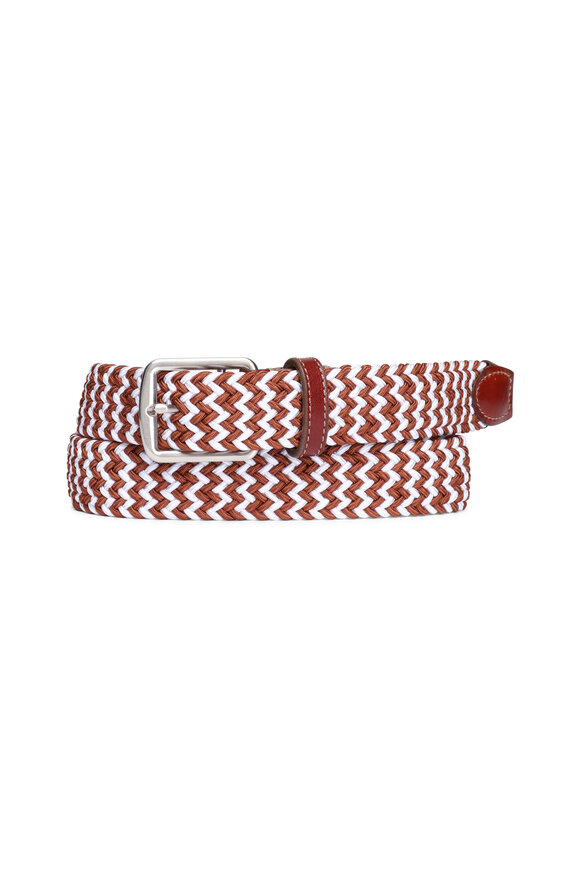 Martin Dingman Collegiate Newport Orange & White Elastic Belt