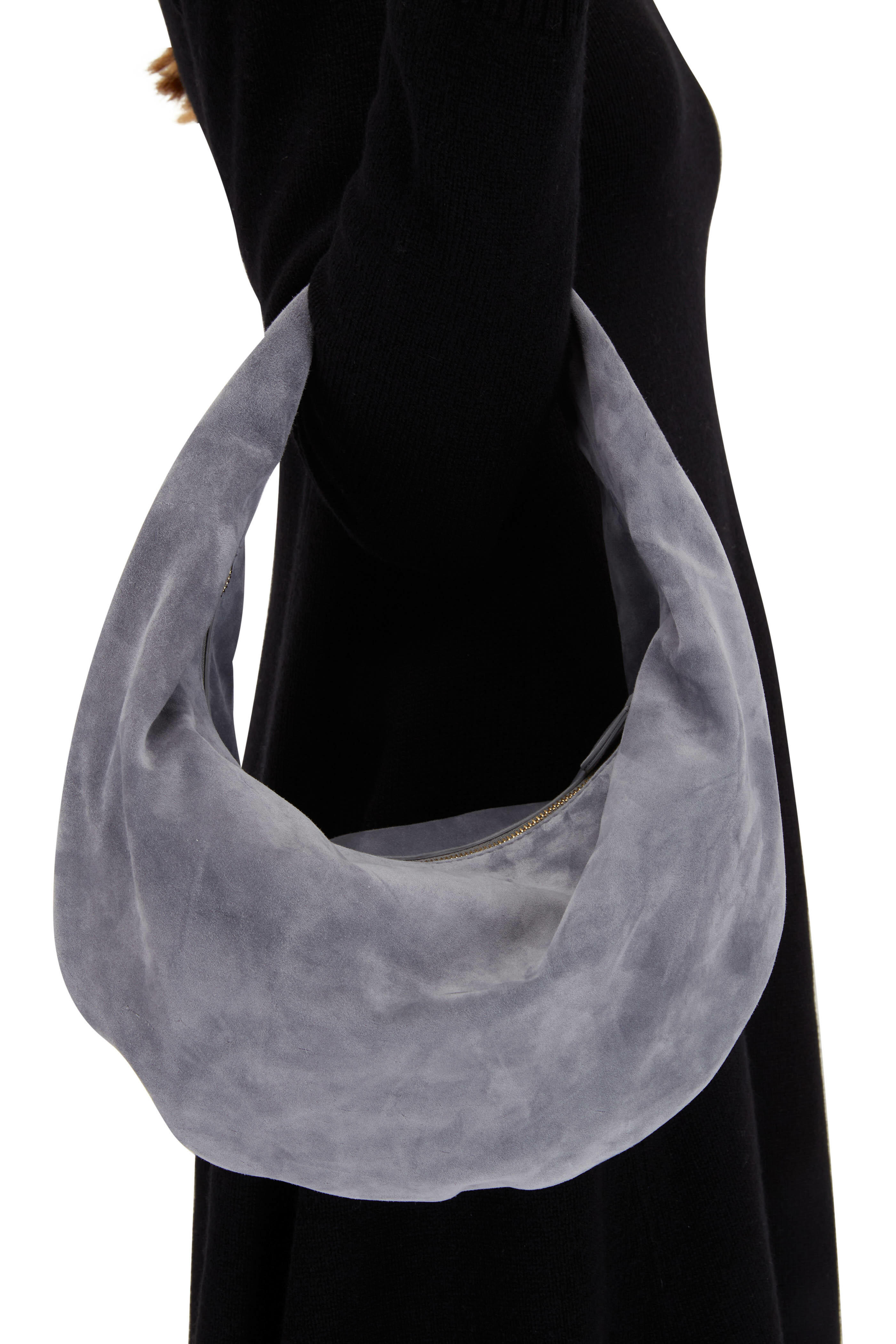 Khaite - Olivia Slate Suede Medium Hobo