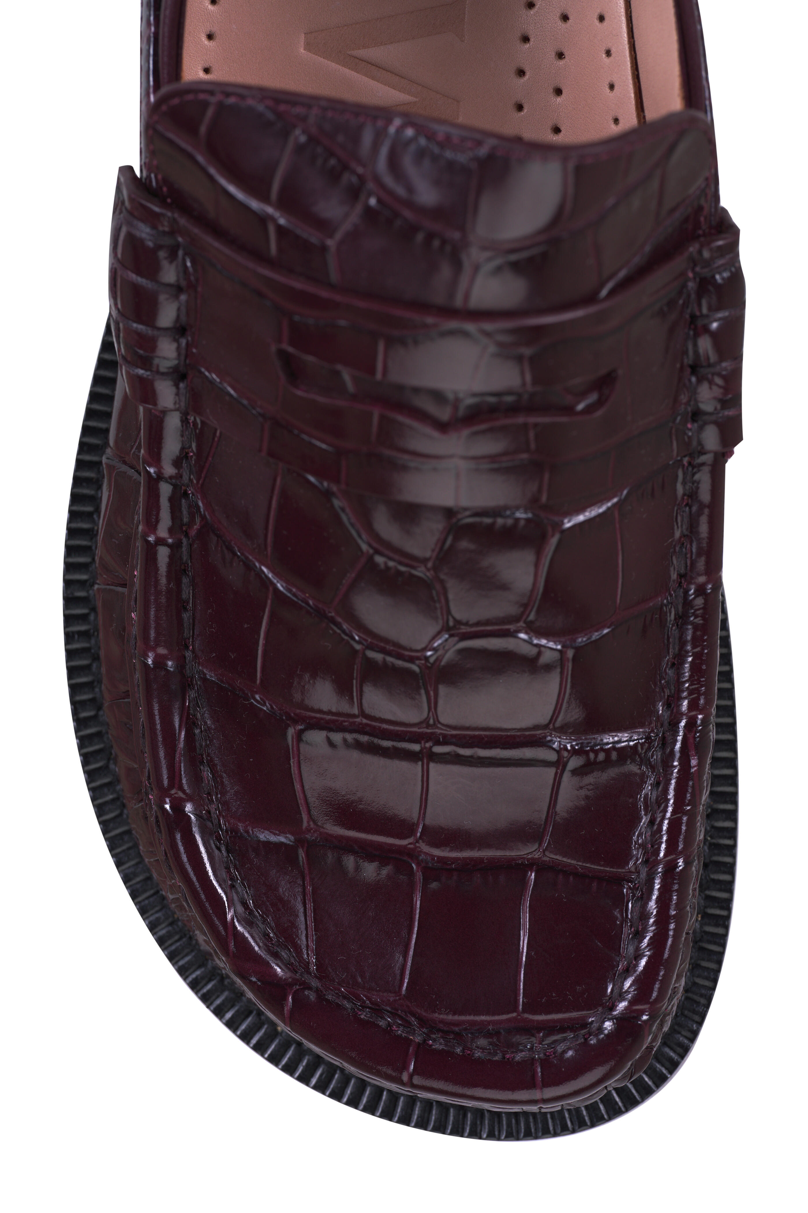 Loewe - Campo Burgundy Embossed Leather Penny Loafer